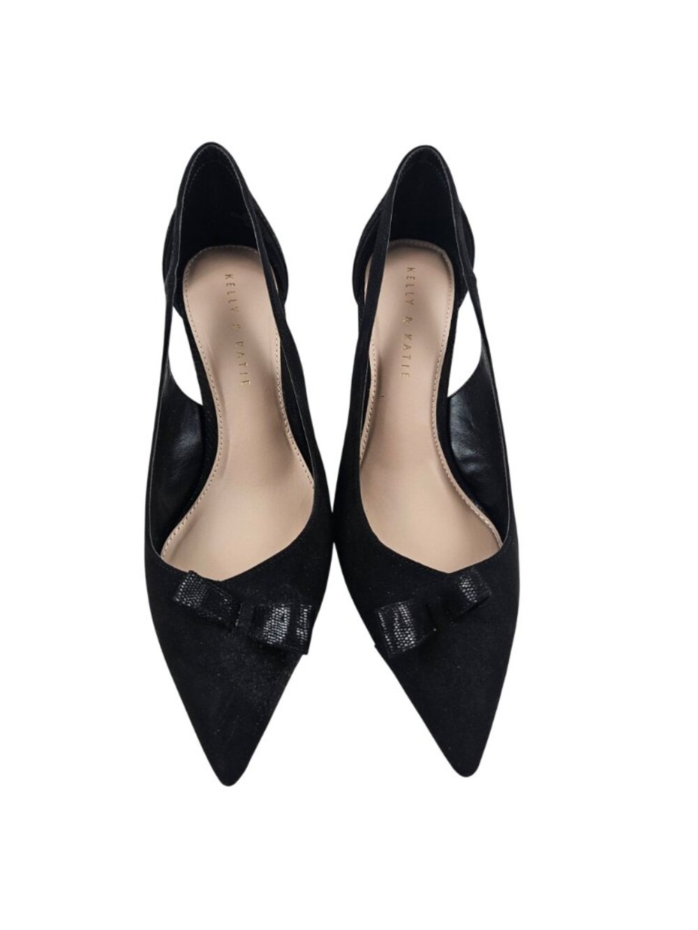 Kelly & Katie Heels KK Zonya Womens Size 9.5M Black Suede Shoes Bow Accent - Picture 3 of 10